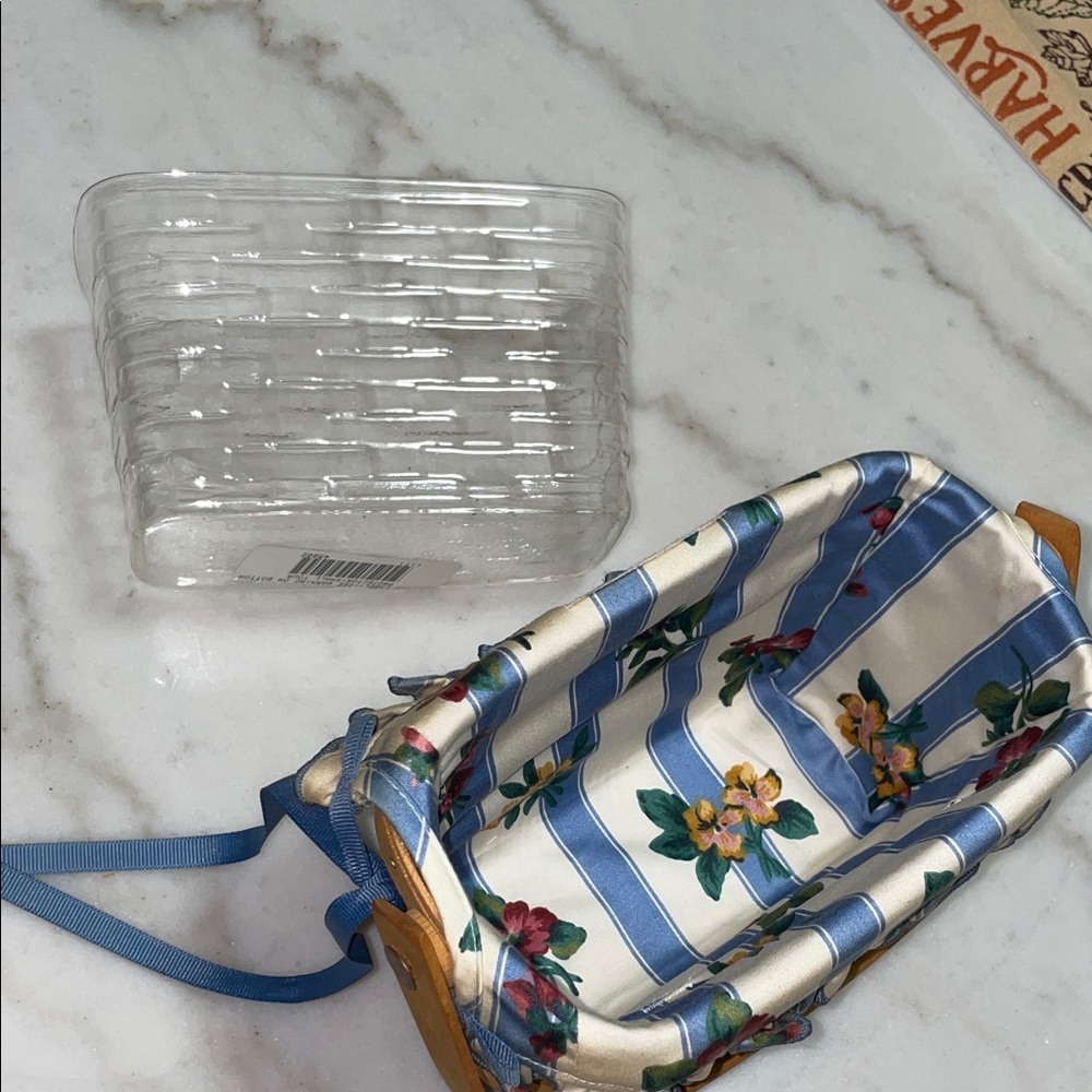 Longaberger Floral Woven Basket with Blue Accents - Picture 5 of 10